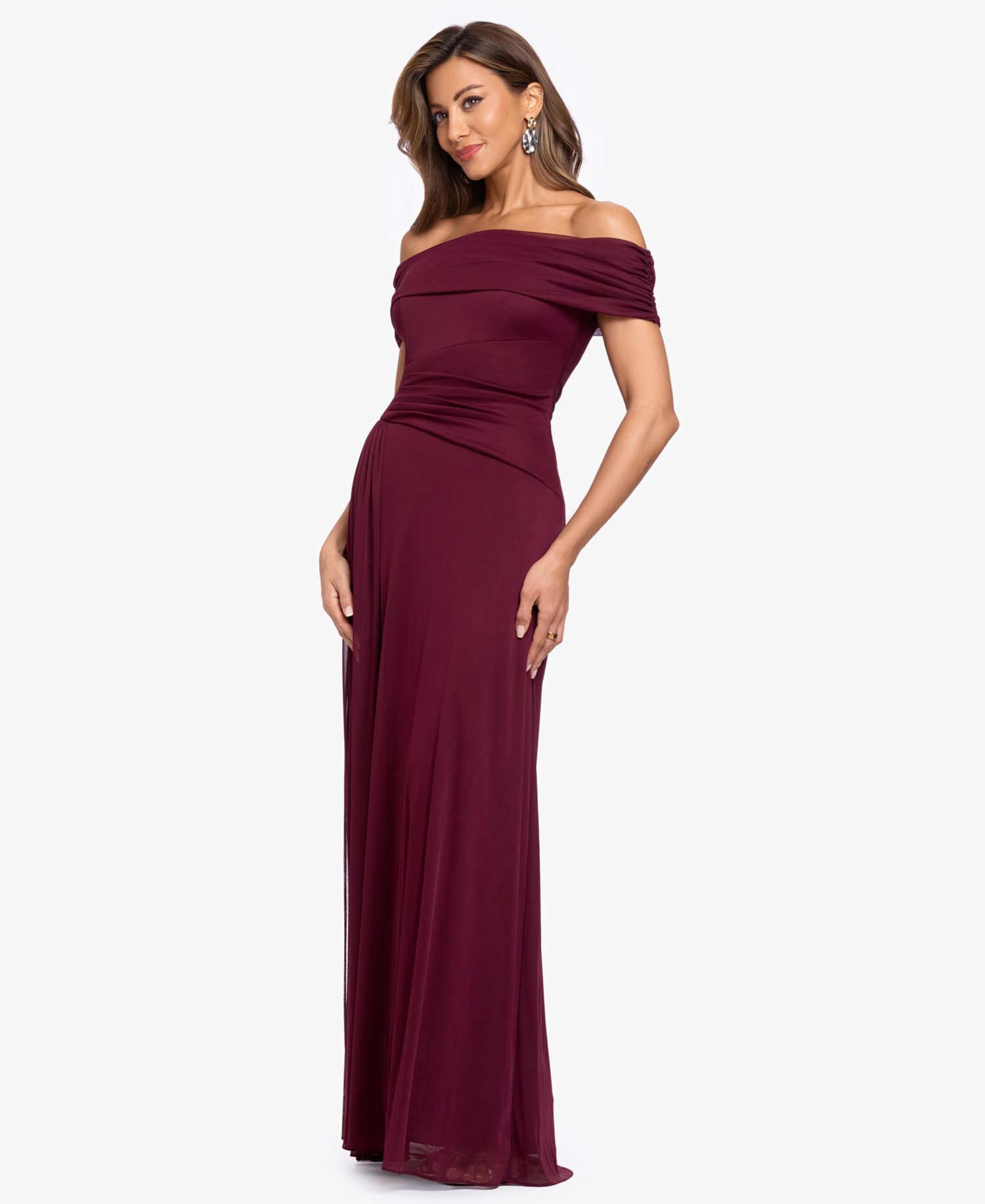 Women's Off-the-Shoulder Ruched Gown