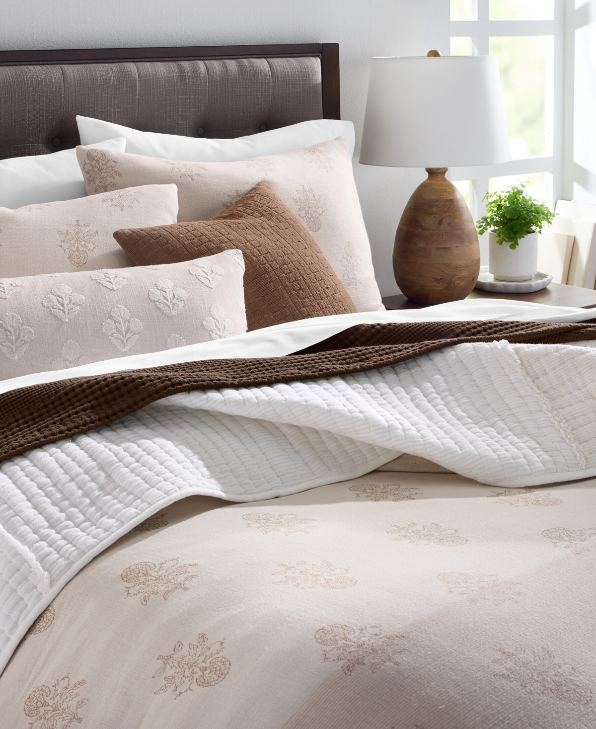 Oake Woven Floral Block 3-Piece Comforter Set, Full/Queen, Macy's Exclusive