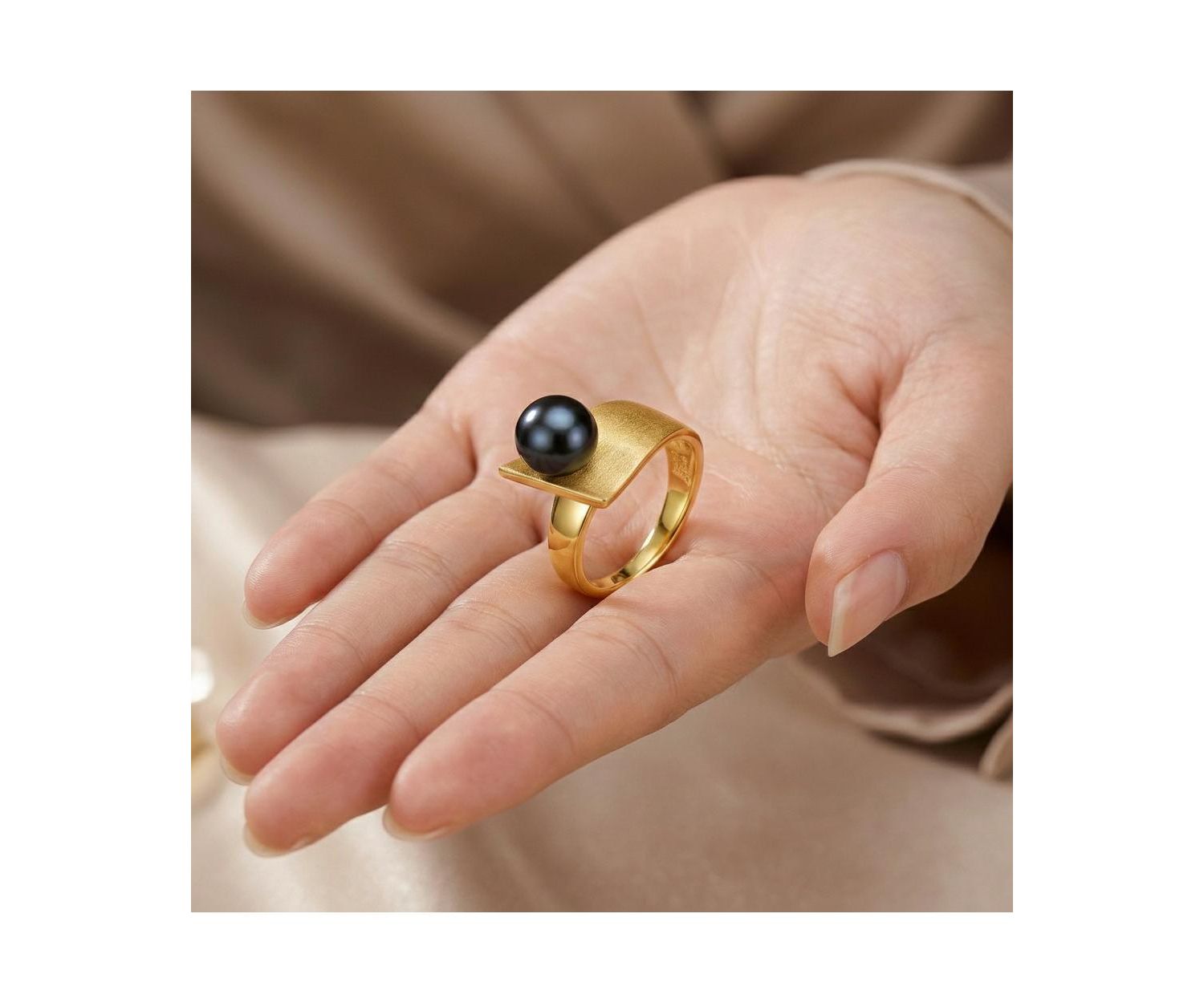 Chic 14K Gold Plated Genuine Freshwater Pearl Statement Ring