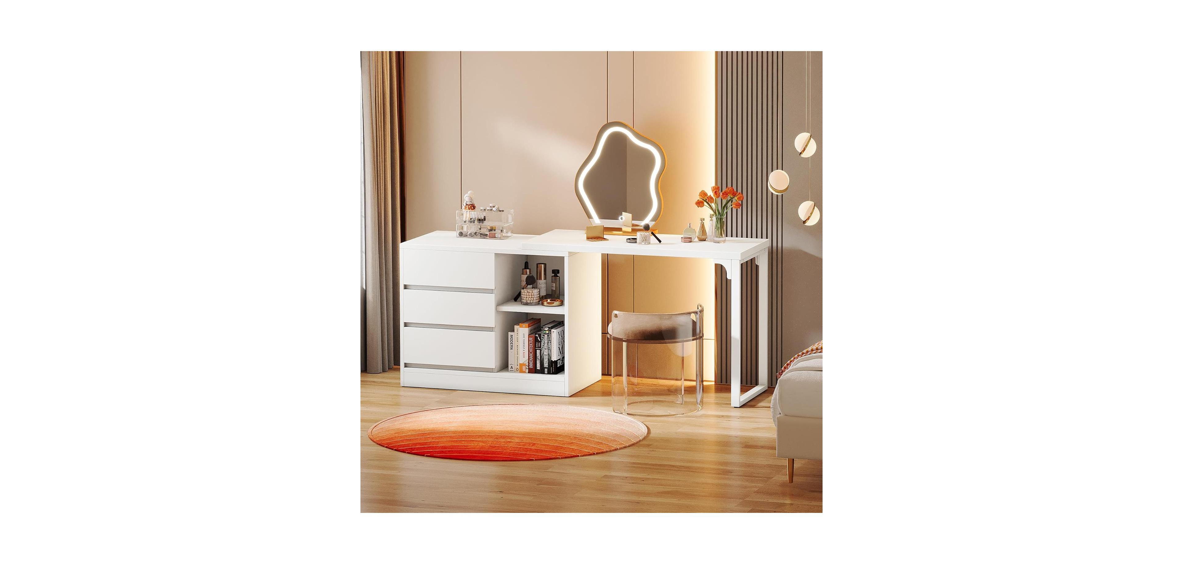Tribesigns Vanity Desk with 3 Drawers and 2 Shelves