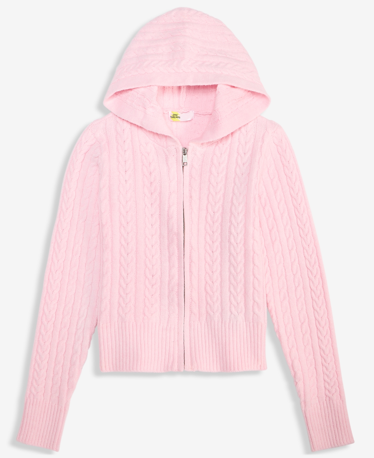 Epic Threads Girls' Xs-xl Ultrasoft Cable Zip Up Hooded Full-Zip Sweater, Macy's Exclusive