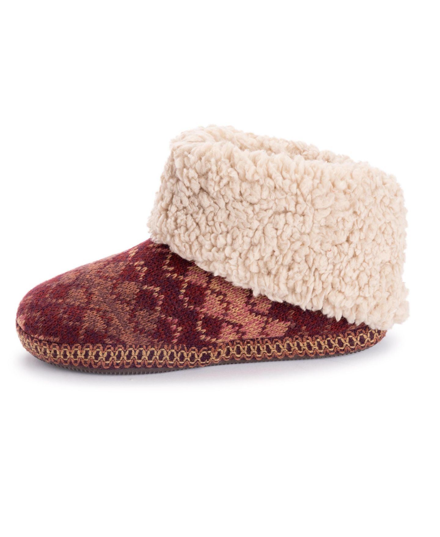 Женские тапочки MUK LUKS Melinda Cuff Boot Slippers, цвет: Ягодный красный — фото 6