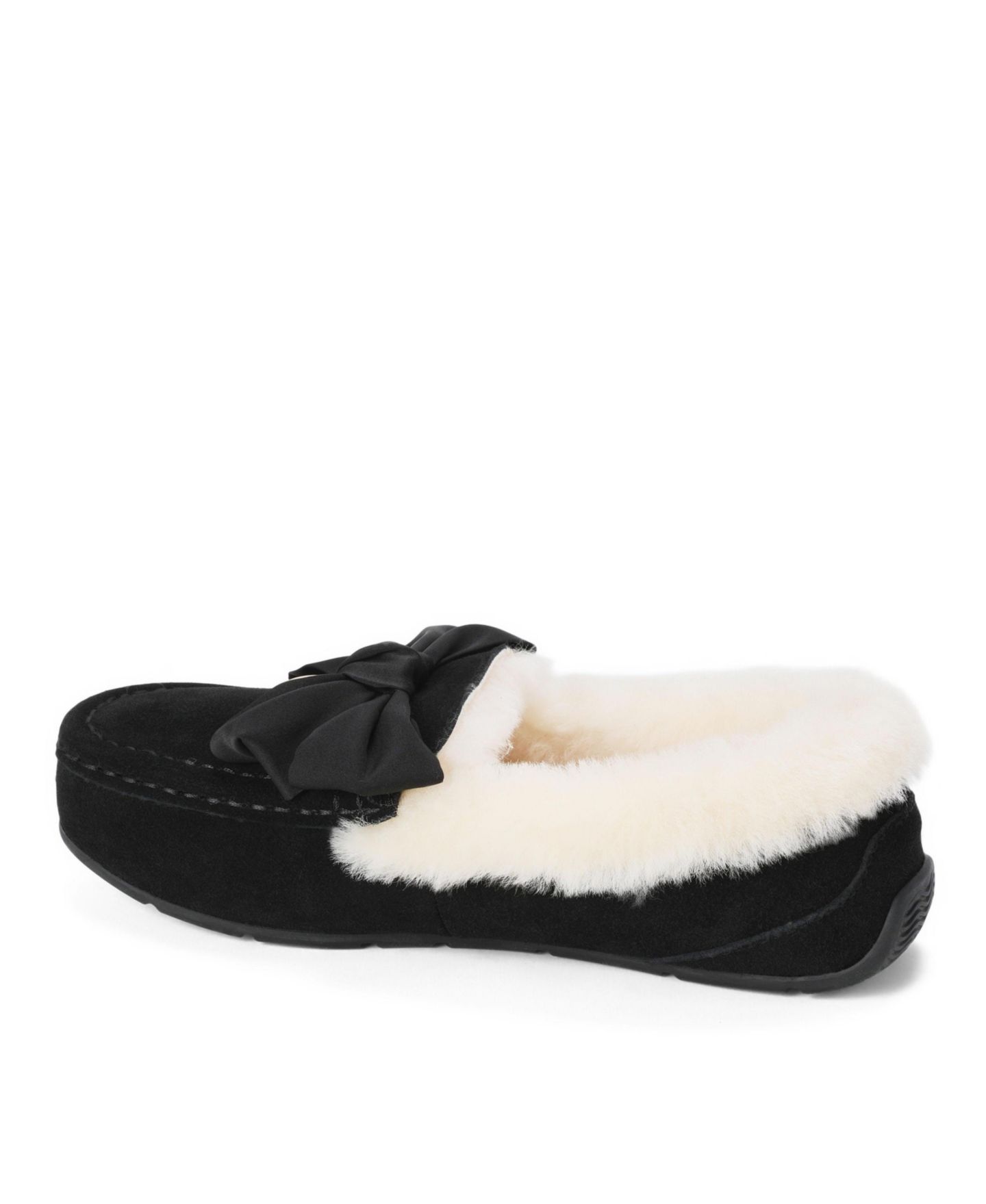 Женские тапочки Dearfoams Fireside by Mel Dream Bow Moccasin Slippers, цвет: Чёрный — фото 7