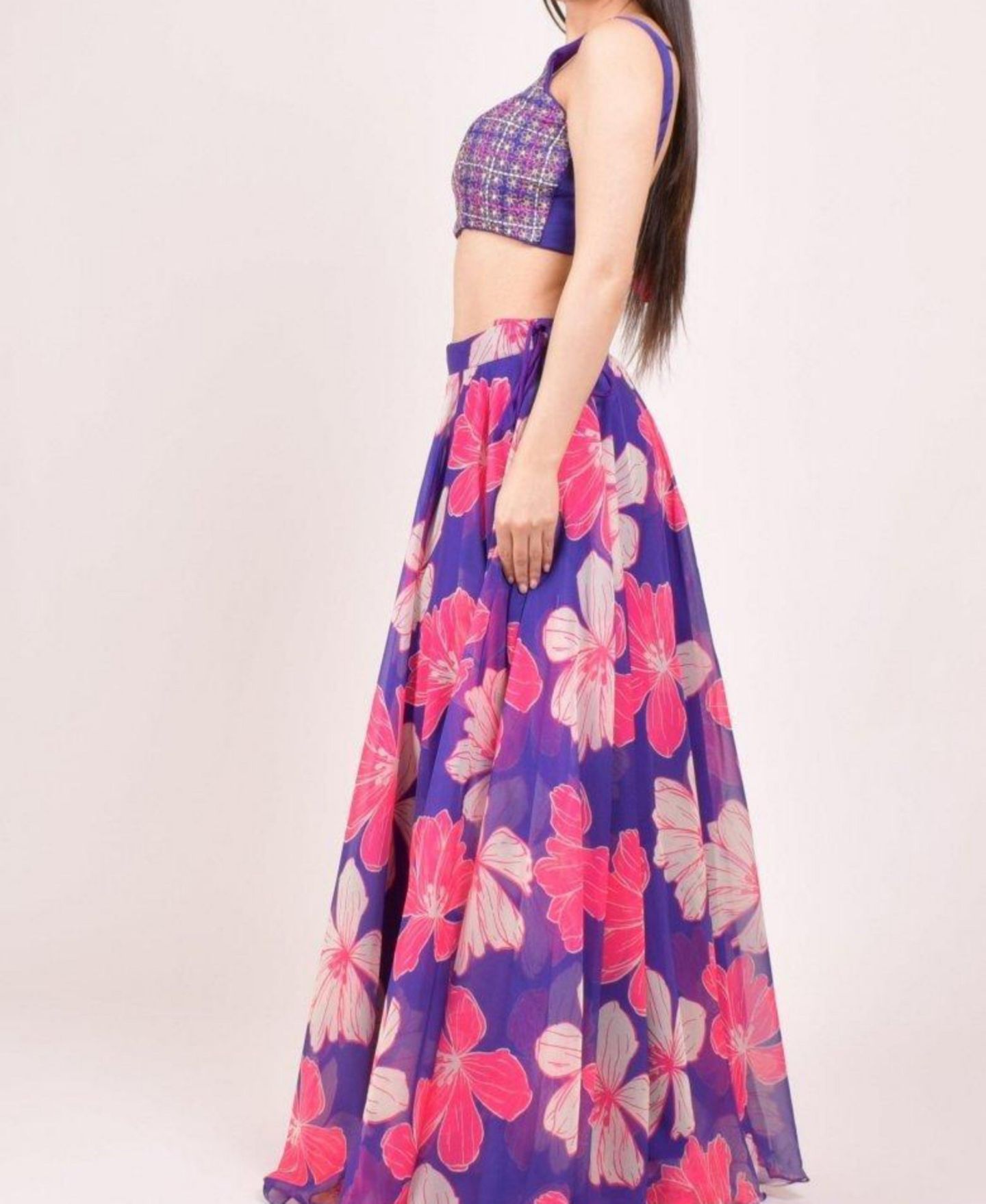 Женские платья RAAS Floral Embroidered Lehenga Choli, цвет: Фиолетовый — фото 5