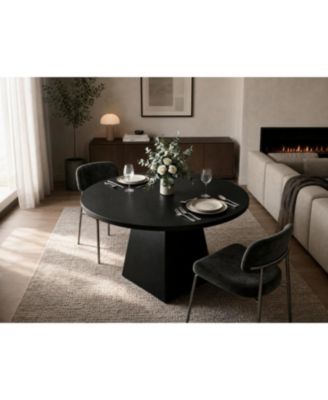 47-Inch Round Pedestal Dining Table, Seats 4-6, Black, 350 lb Capacity
