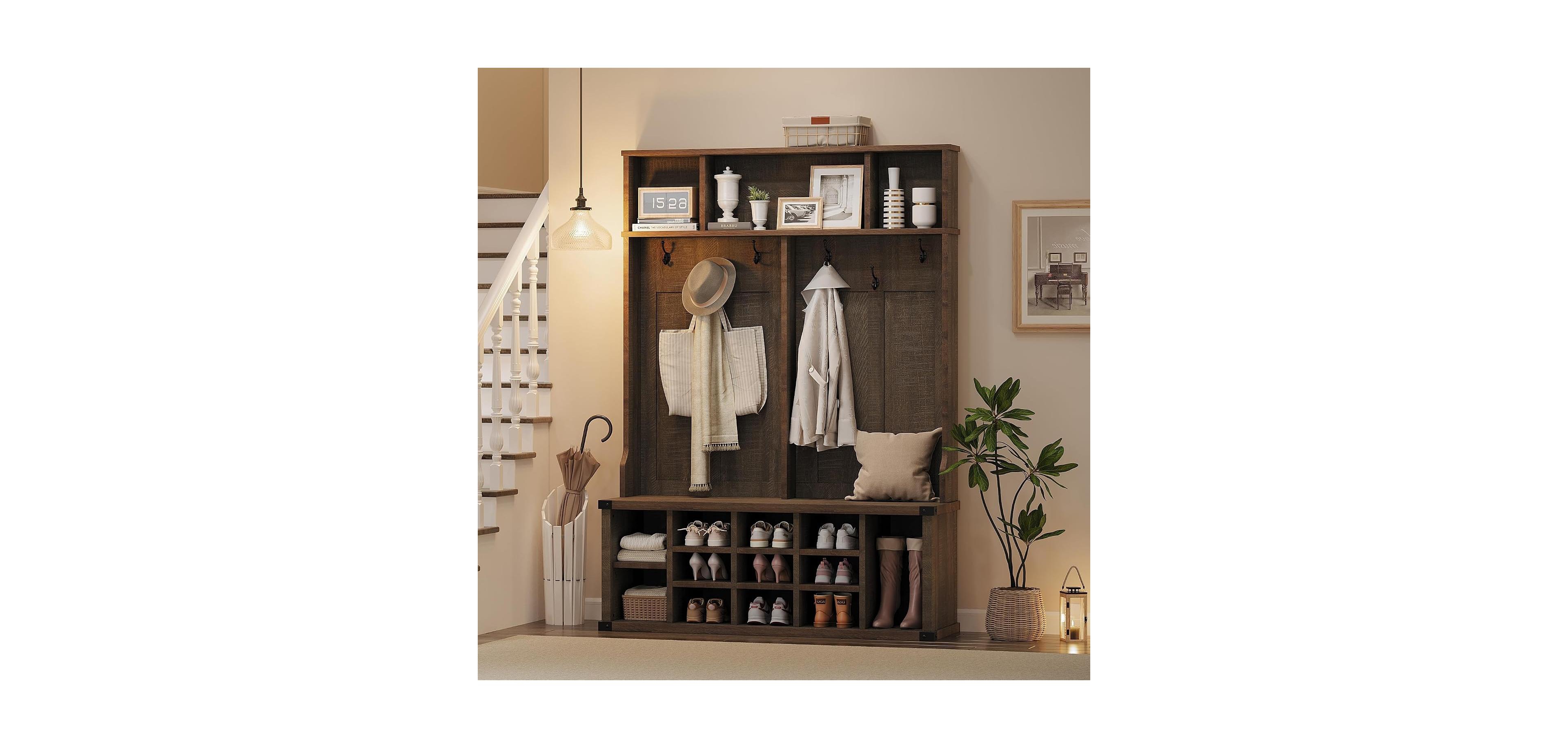 Extra Large 51" Hall Tree with Bench and Shoe Storage