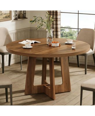 Dining Table for 4, 43 in. Rustic Round Kitchen Table for Home Dining Room Living Space