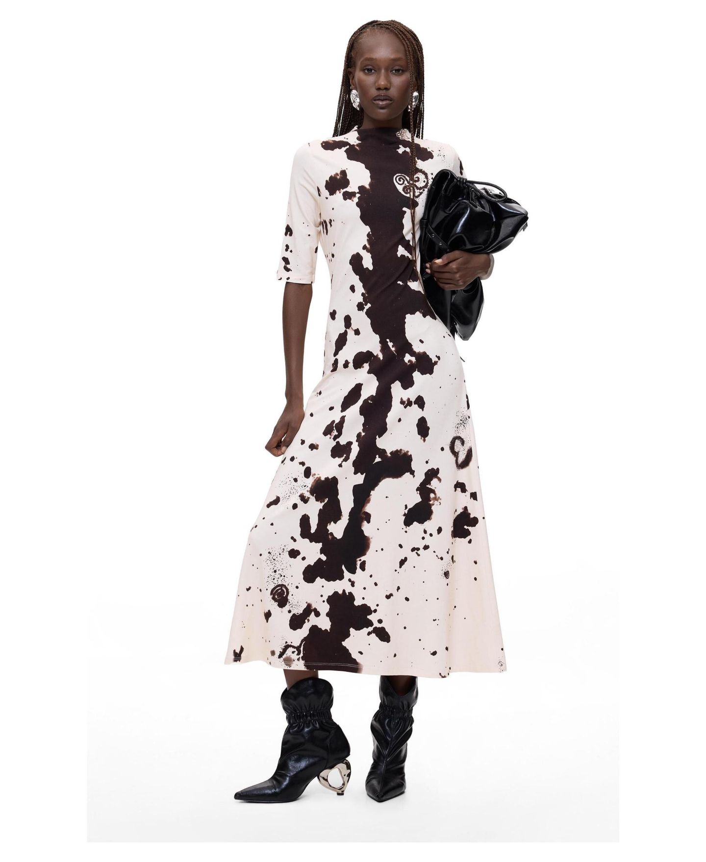 Женское платье Desigual A-Line Three-Quarter-Sleeve Midi, цвет: Молочный белый — фото 2
