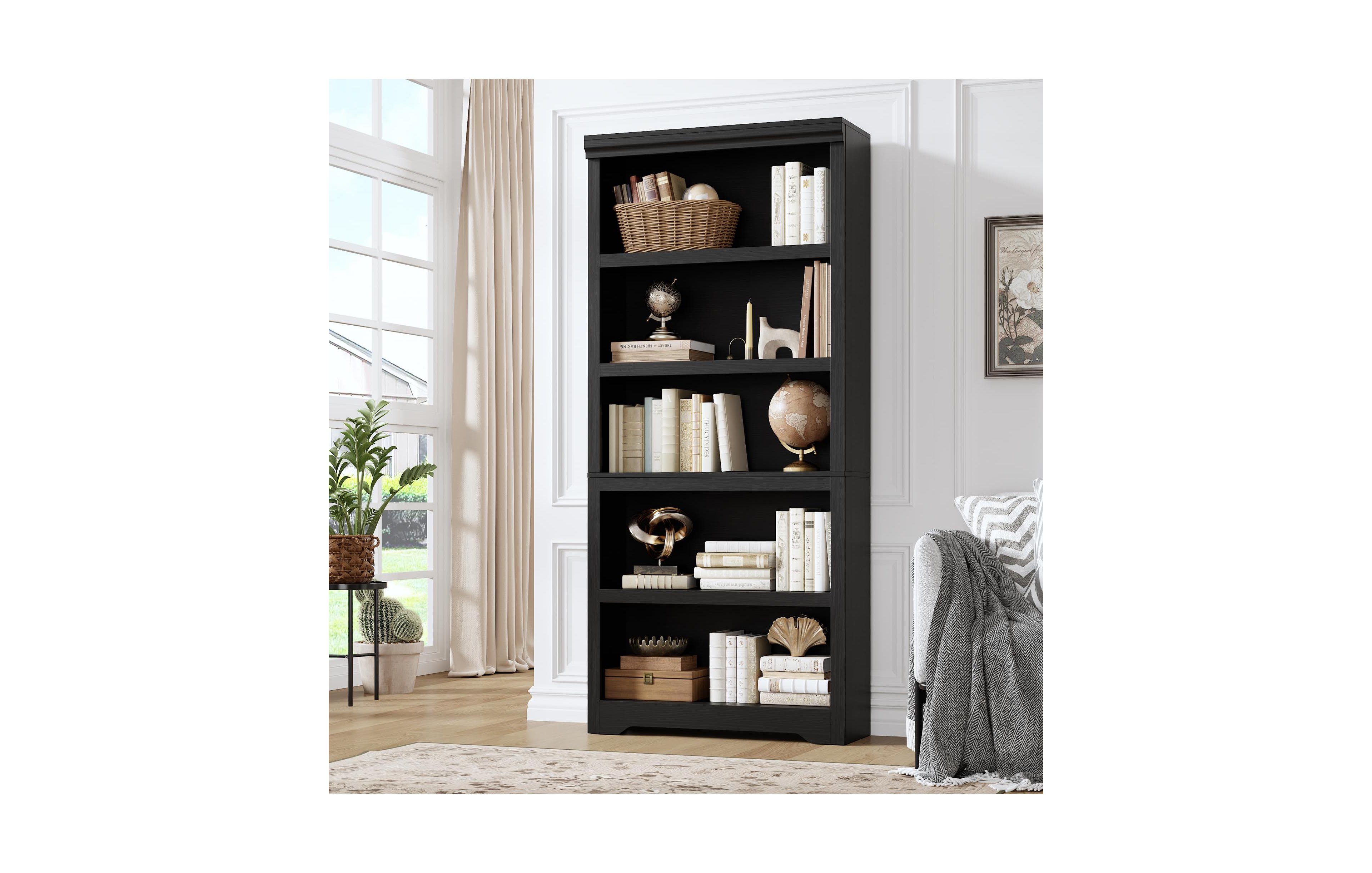 Modern 5-Tier Open Bookshelf, 69 in. Tall Mdf Floor Standing Storage Bookcase with Adjustable Shelves and Anti-Tip Kit for for Living Room Home Office