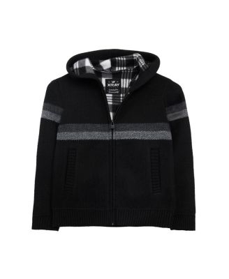 Boy's Fleece Lined Full Zip Hooded Knit Sweater Size 4-18