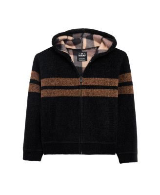 Boy's Size 4-18 Fleece Lined Full Zip Hooded Chenille Knit Sweater