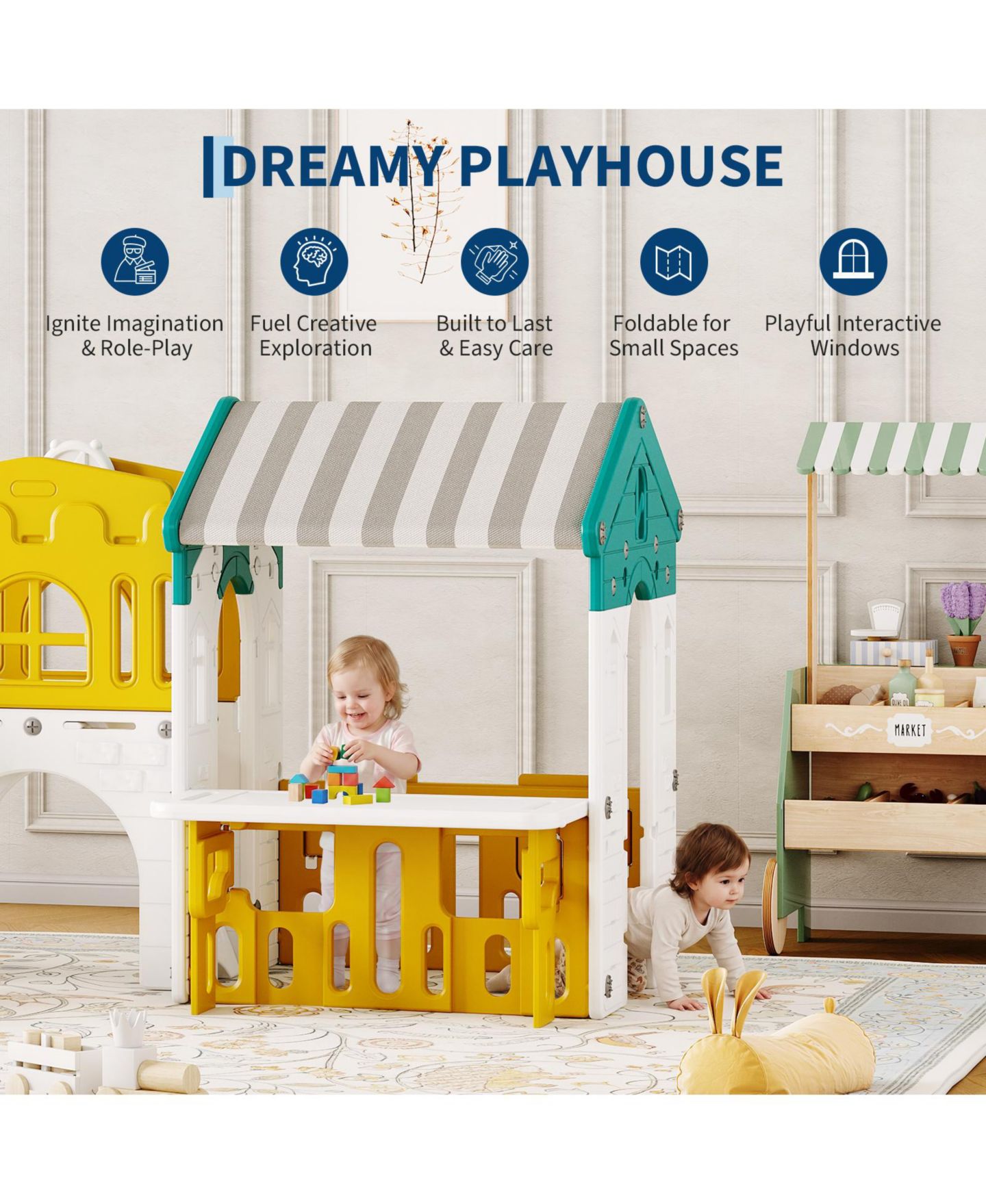 Детские игрушки homfan 4-in-1 Indoor Slide, Tent, Swing and Climbing Ladder Set, Ages 3-6 — фото 5