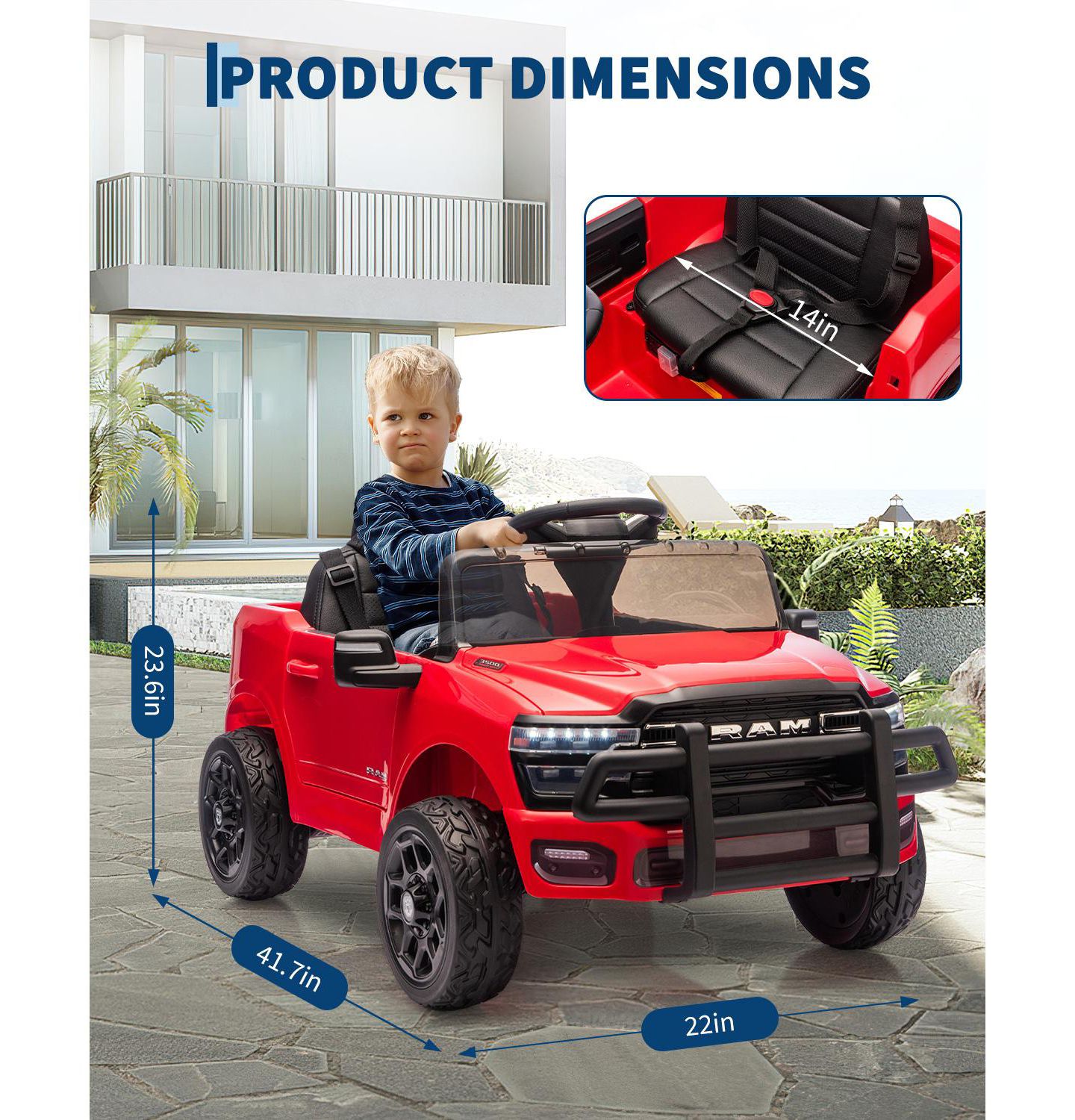 Детская игрушка homfan Licensed RAM Pickup 12V Parental Remote Control, Spring Shock Absorbers Ride-On Truck, 110-lb. Capacity, Ages 3-7 — фото 2