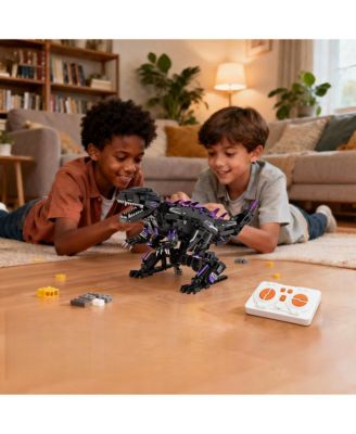 5-in-1 Remote Control Dinosaur Building Blocks Toy Ages 6+, Programmable RC Robot Kit for Kids, Indoor Outdoor Play, Purple