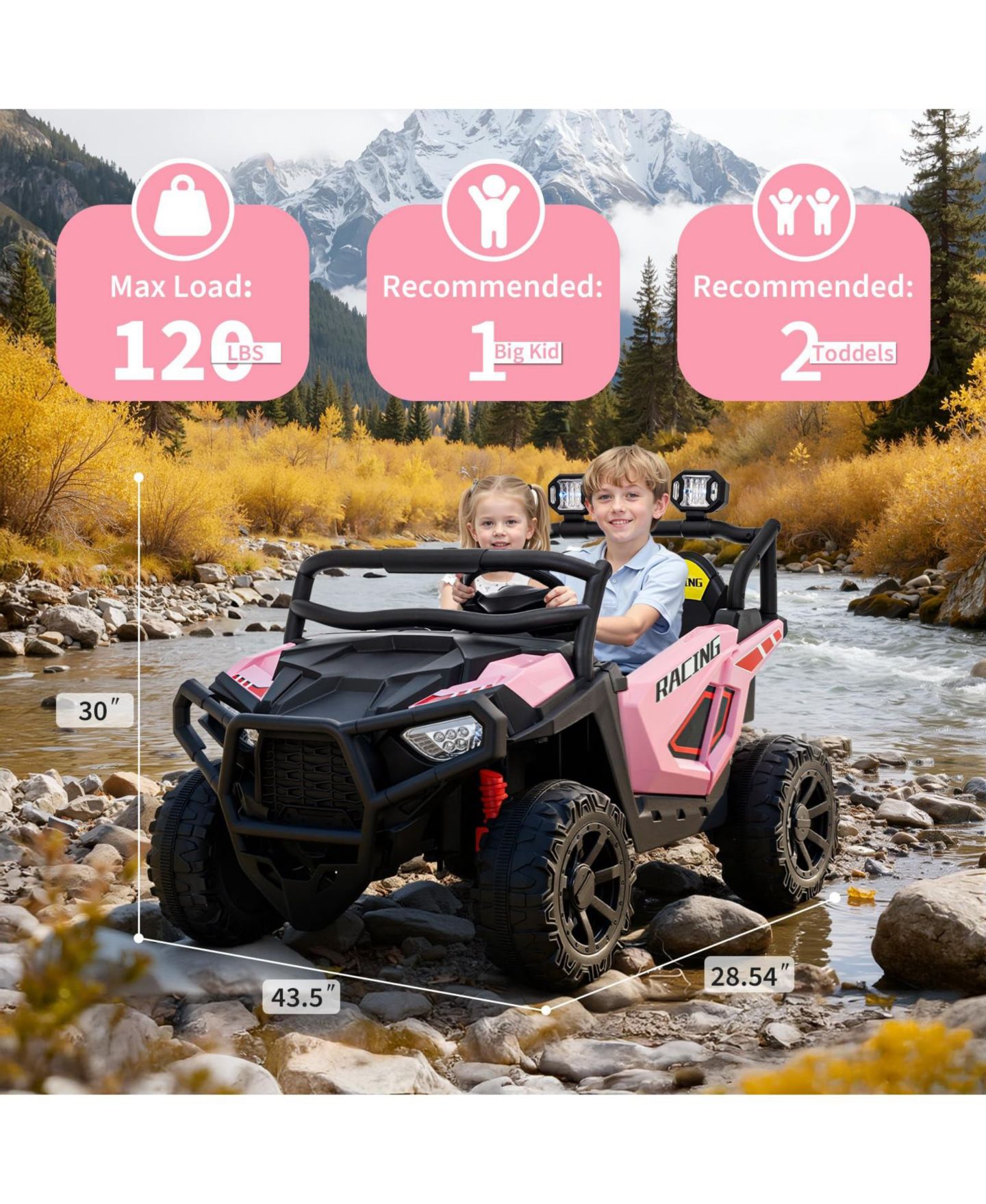 Детский двухместный металлический электровездеход homfan 24V на пульте, 3-6 лет — фото 2