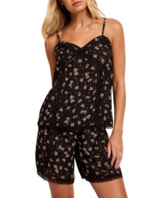 Women's Aniella Floral Lace-Trim Cami and Bermuda Shorts Set