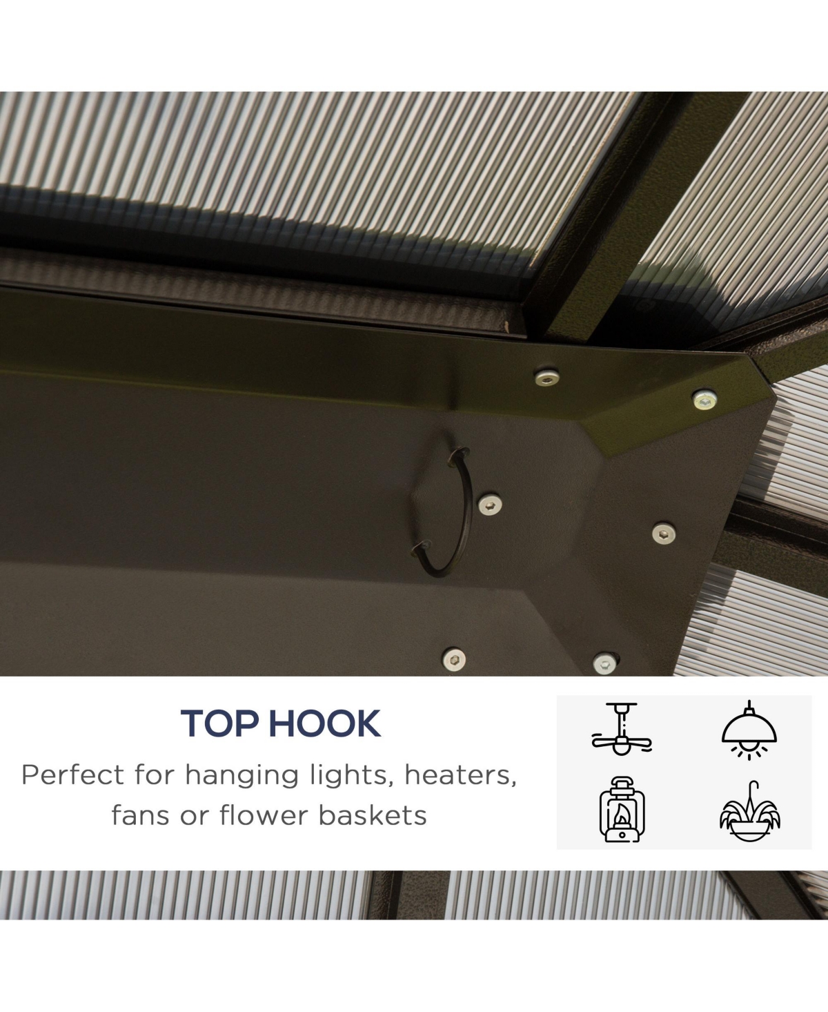 Outsunny 10' x 12' Outdoor Steel Frame Gazebo with Twin-Wall Polycarbonate Hardtop Roof and Removable Curtains