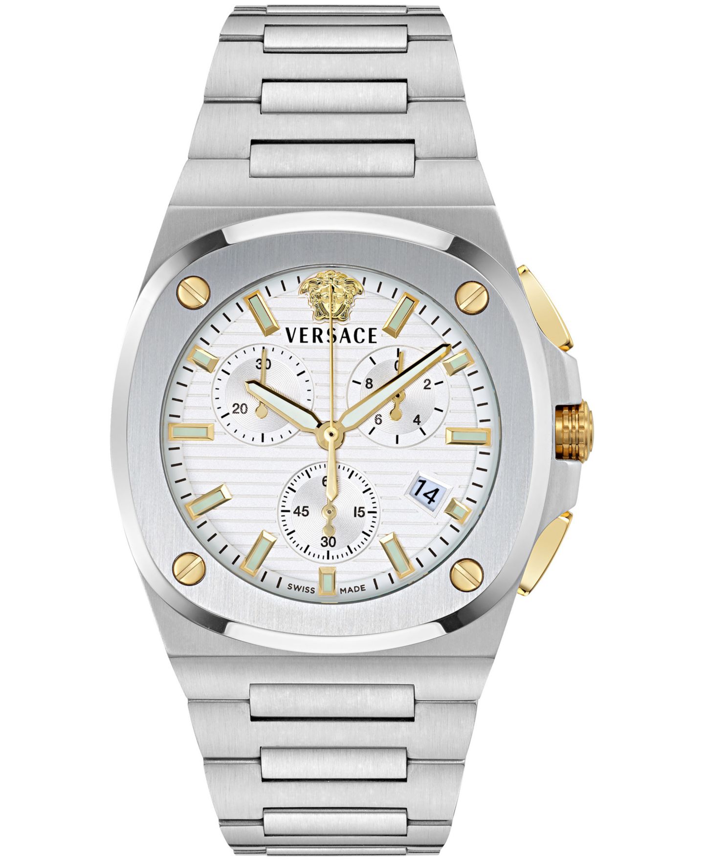 Мужские часы Versace Tolomeo Chrono Two-Tone Stainless Steel Bracelet Watch 40x49mm — фото 1