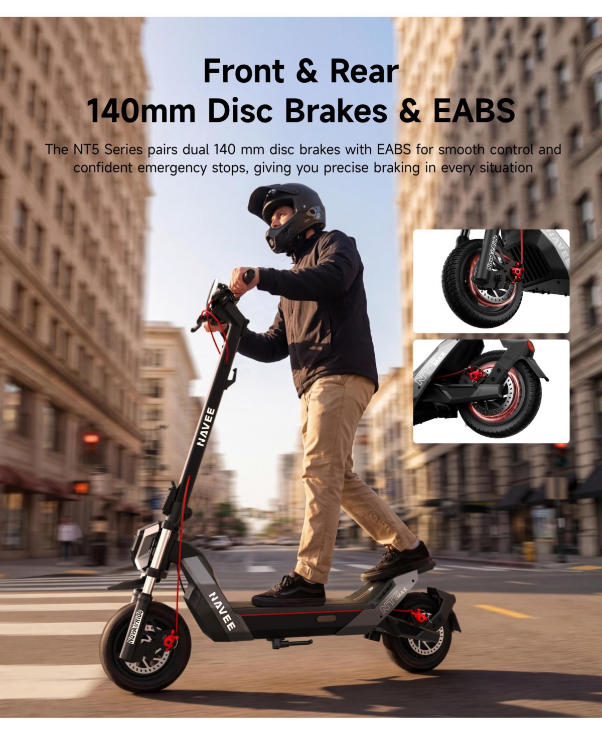 Navee NT5 Max Electric Scooter, 51.6 mi Max Range, 31 Mph Max Speed, 1900W Motor, Telescopic Suspension, 10.5" Tires