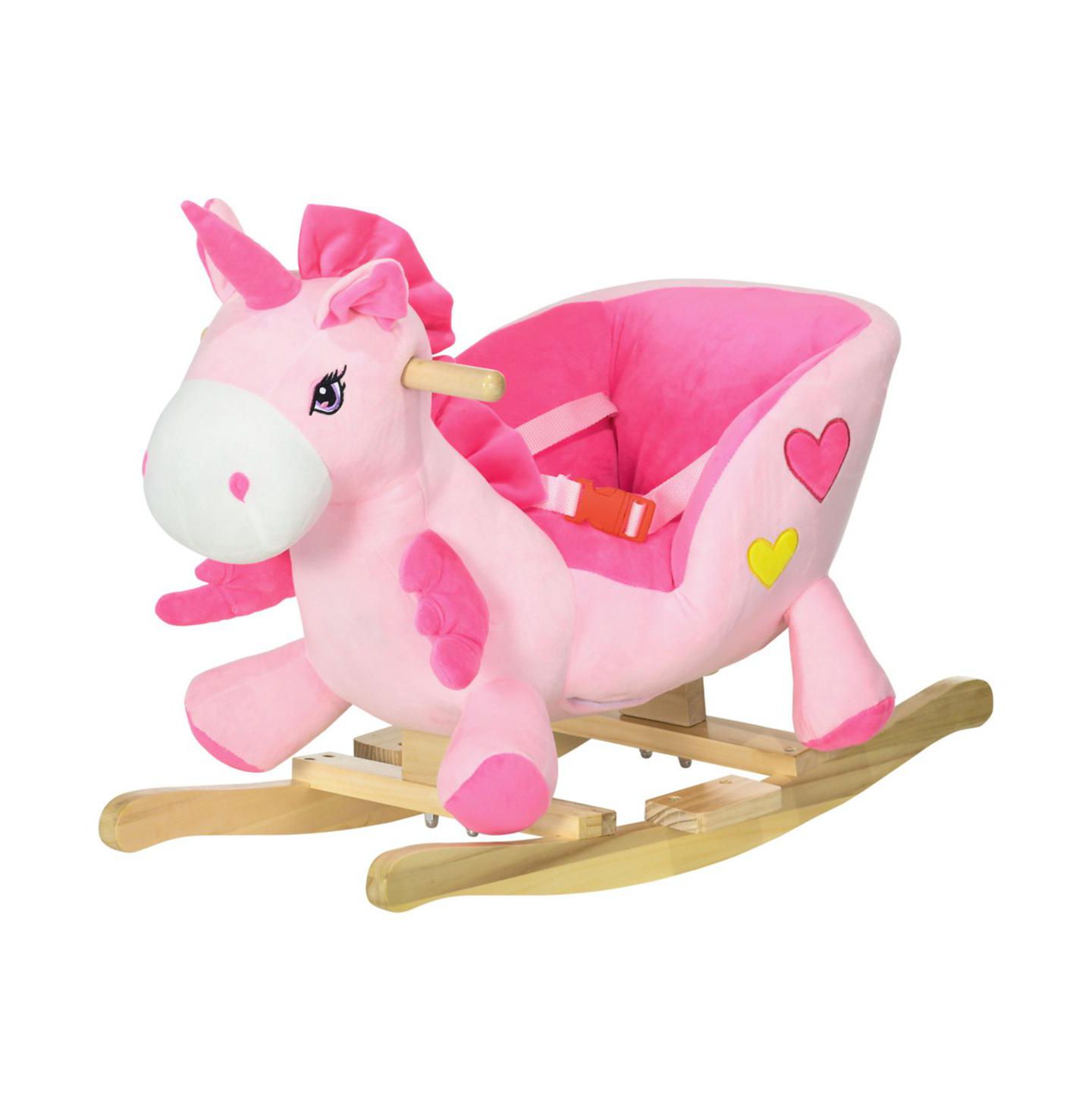 YOBTOP Baby Rocking Horse, Ride on Unicorn with 32 Songs, Toddler Rocker Toy with Wooden Base Seat Safety Belt, цвет: Розовый — фото 9
