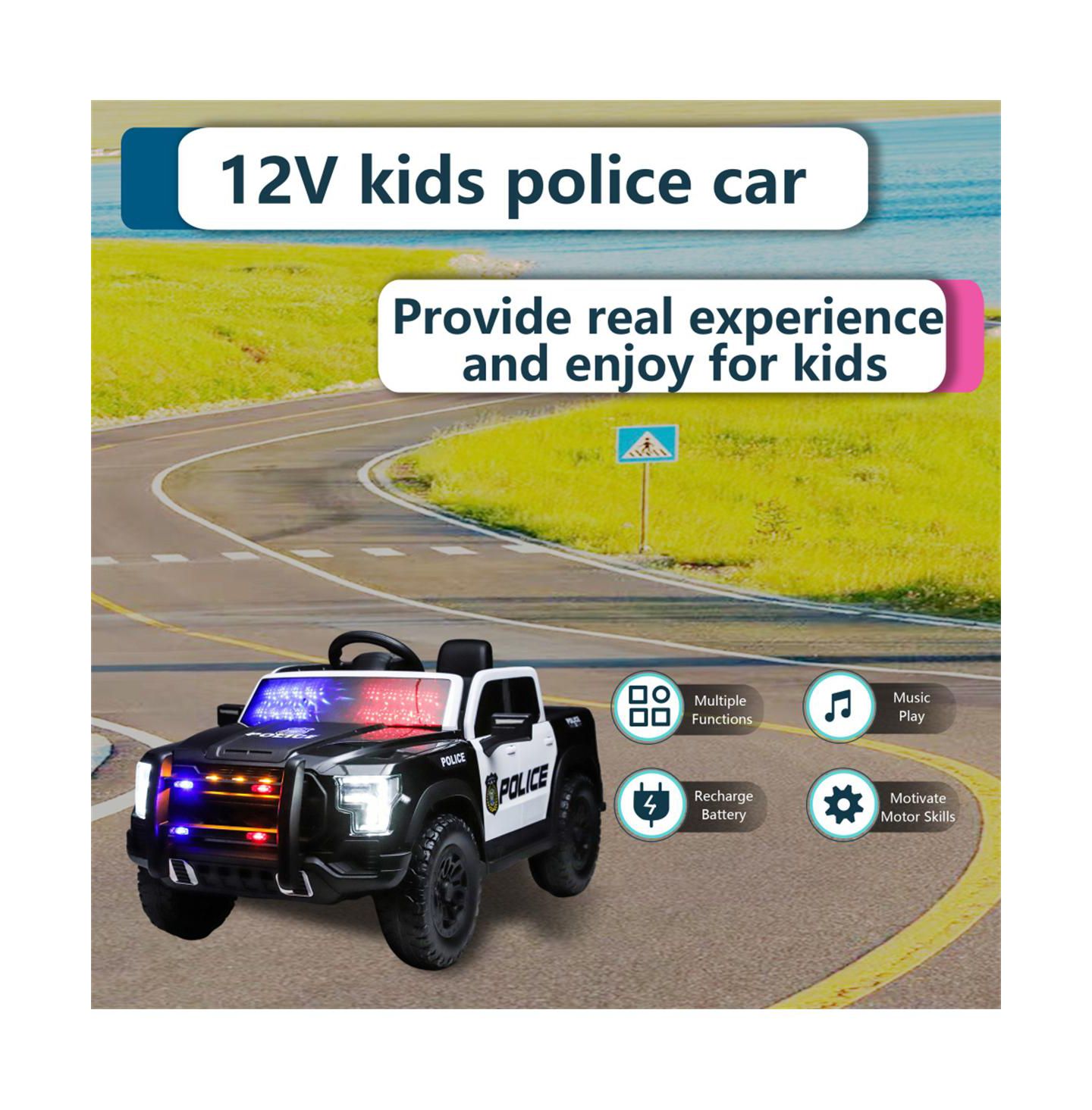 Детская игрушка YOBTOP Kids 12V Ride-On Car with Remote Control, 4-Wheel Shock Absorption & Music Player, 1 Rider, Ages 3+, цвет: Чёрный белый — фото 4