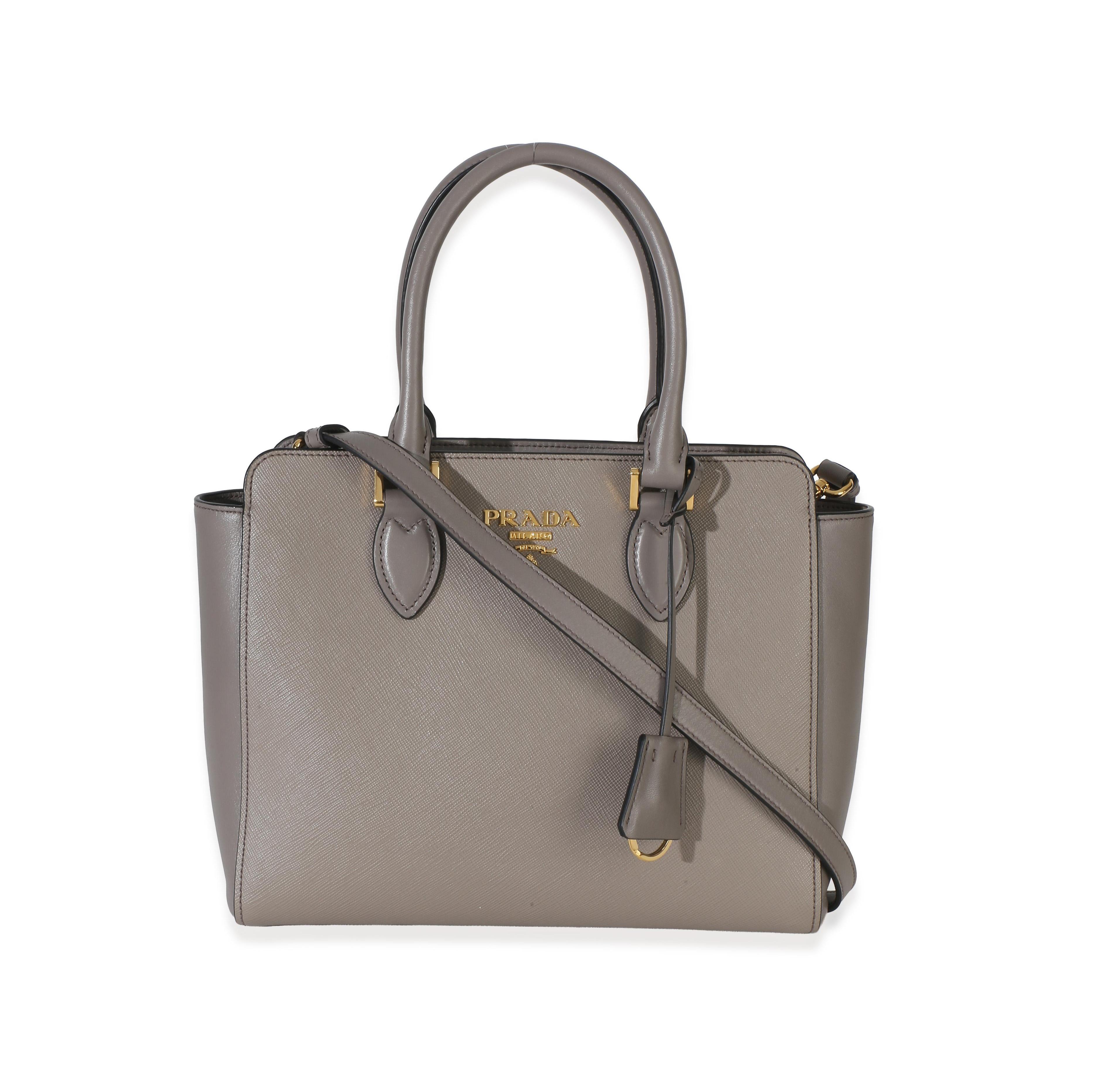 Pre-Owned Prada Argilla Saffiano Soft Calfskin Small Top Handle Tote