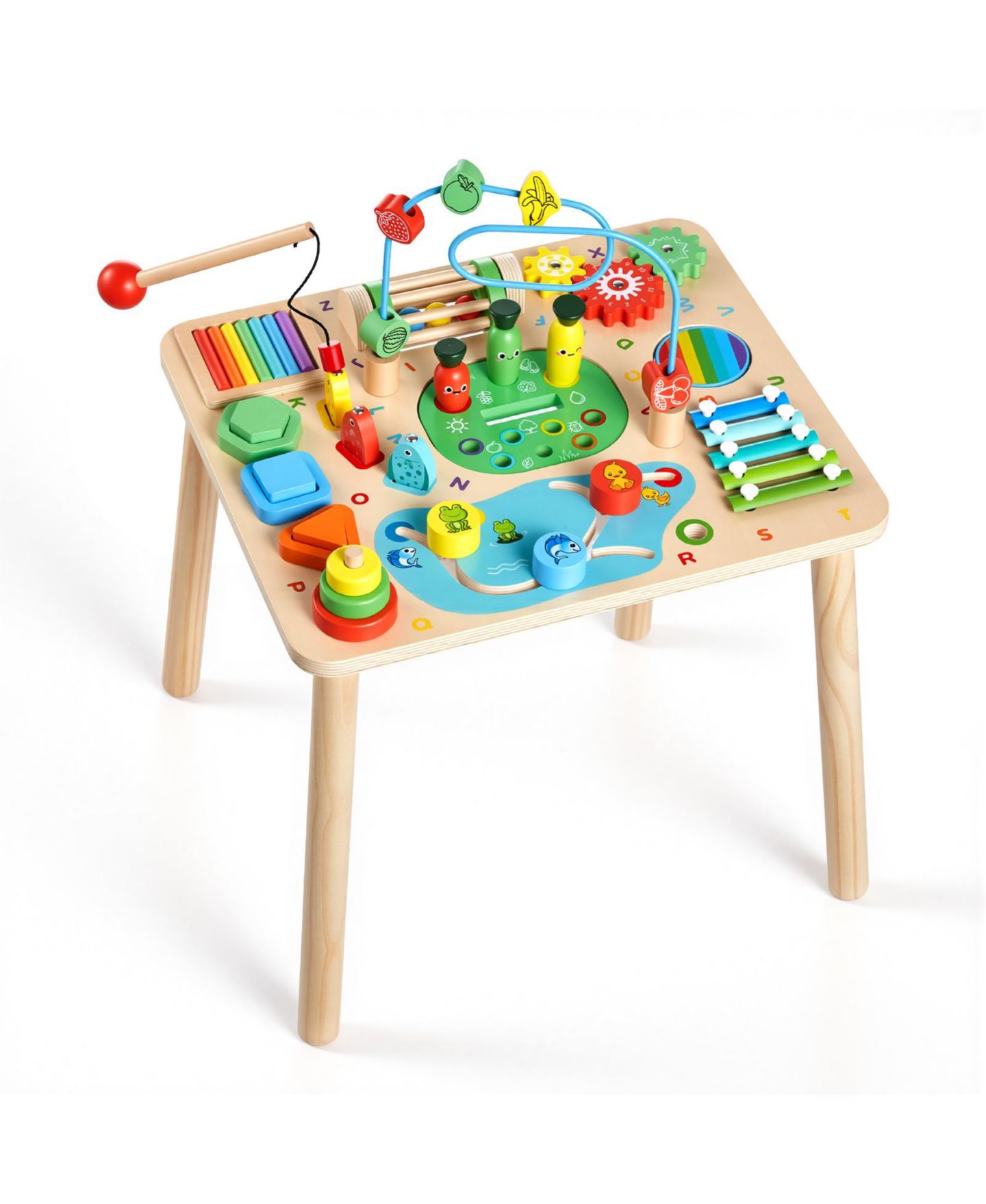 Детские игрушки SUGIFT 13-in-1 Wooden Montessori Activity Table Develops Fine Motor Skills, Ages 6+ Months, цвет: Натуральный — фото 10