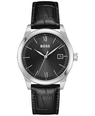 Men's Langford Quartz Black Leather Watch 39mm