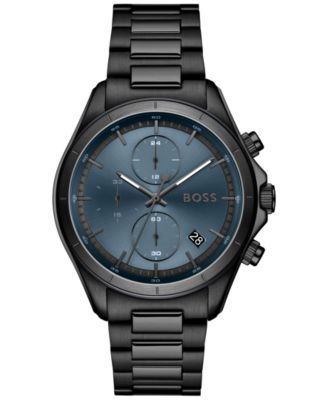 Men's Bossletic Quartz Chrono Ionic Plated Black Steel Watch 43.40mm