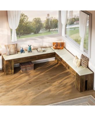 L-Shaped Bench with Cushion, 61-Inch Corner Dining Bench