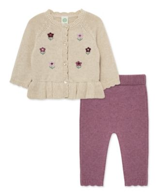 Baby Girls' Flower Sweater and Pants, 2-Piece Set