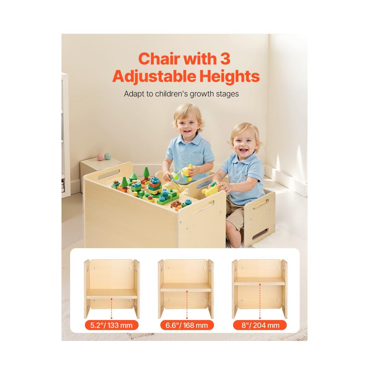 Slickblue Wooden Montessori Toddler Table and Chair Set with Adjustable Height for Eating and Activities
