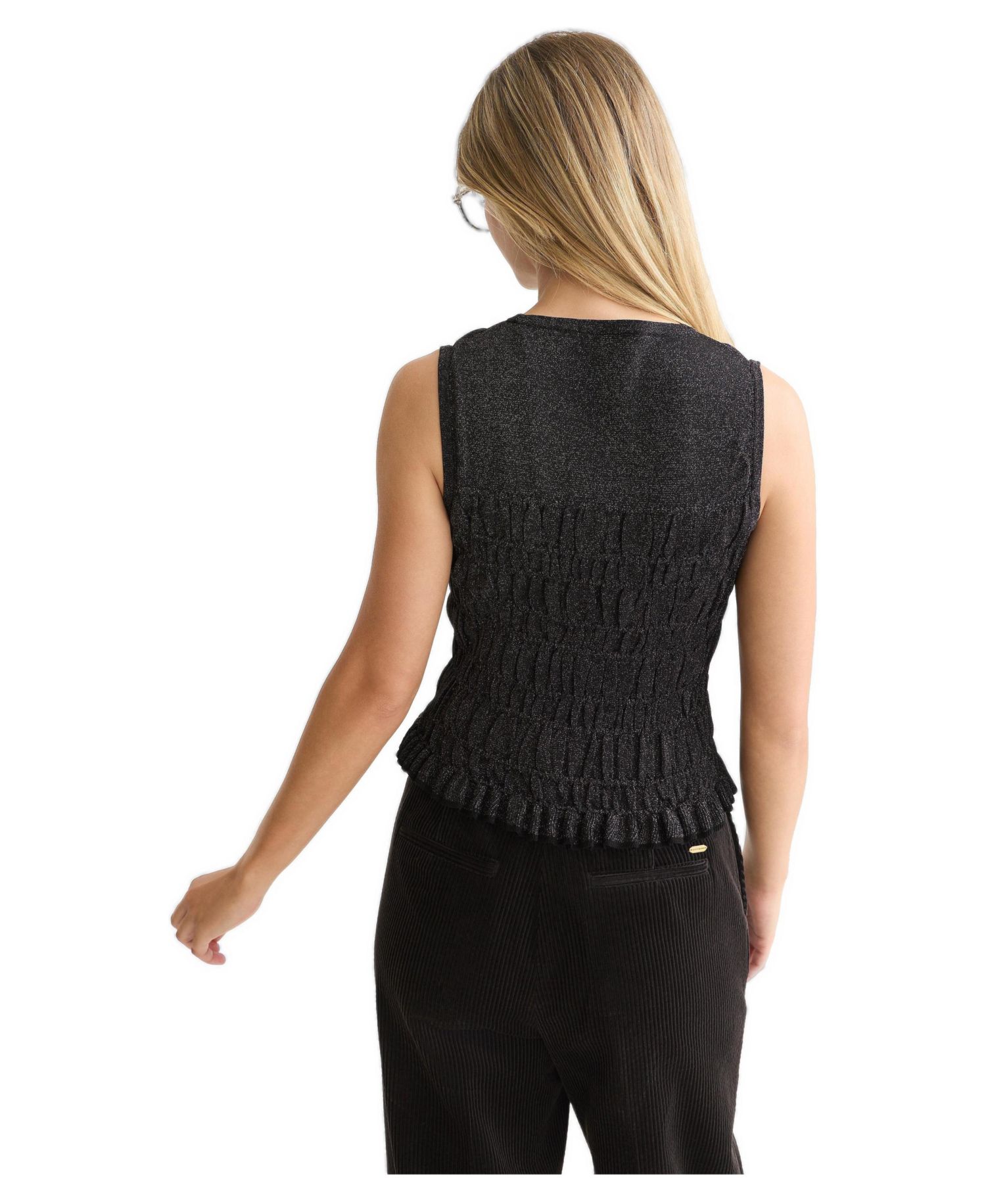 Women's Smock Stitch Knitted Crewneck Tank