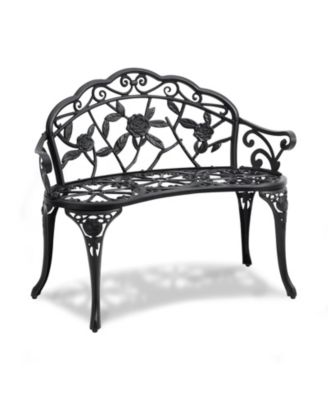 Metal Patio Bench with Backrest Outdoor Seating for Garden and Yard