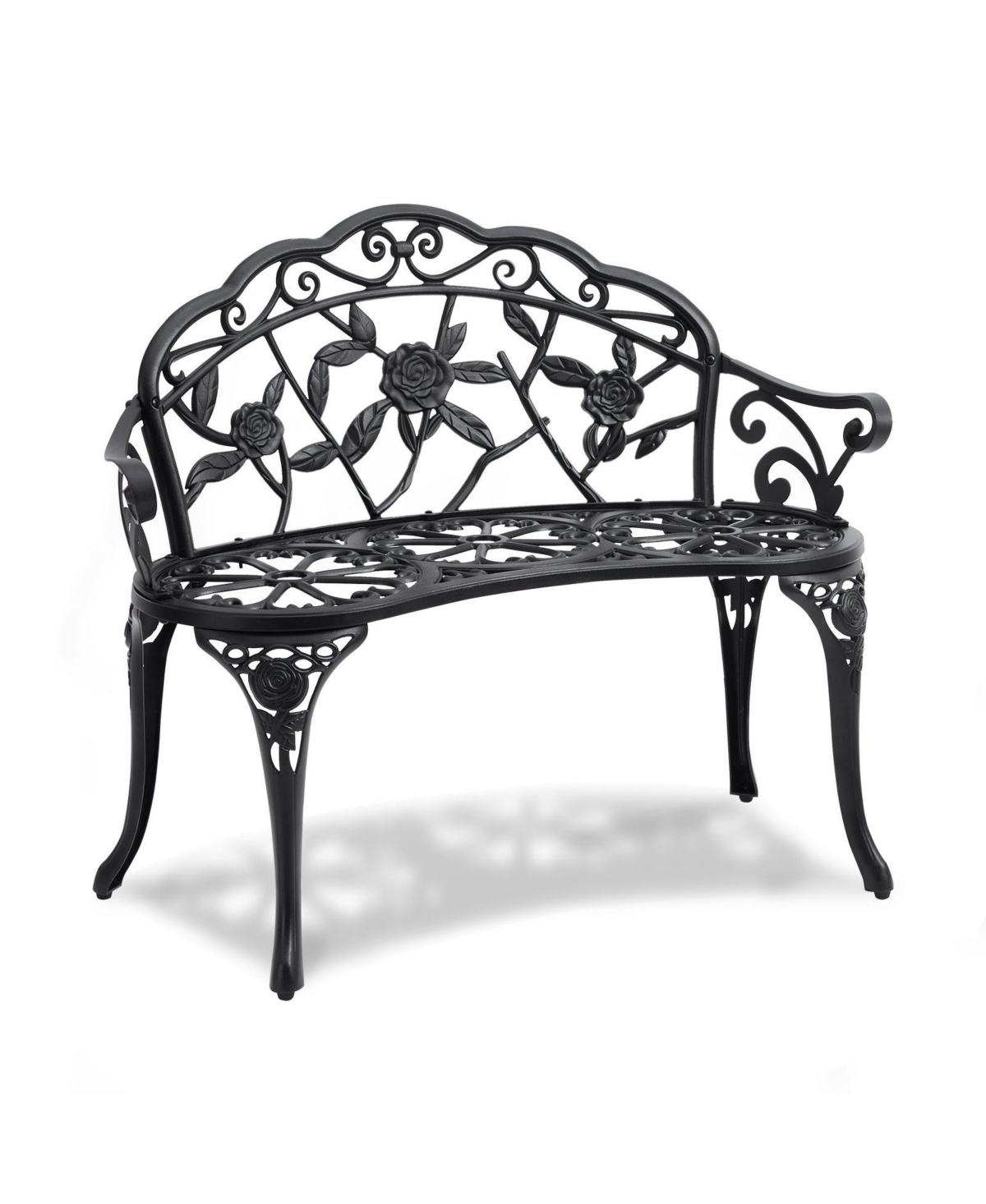 Slickblue Metal Patio Bench with Backrest Outdoor Seating for Garden and Yard