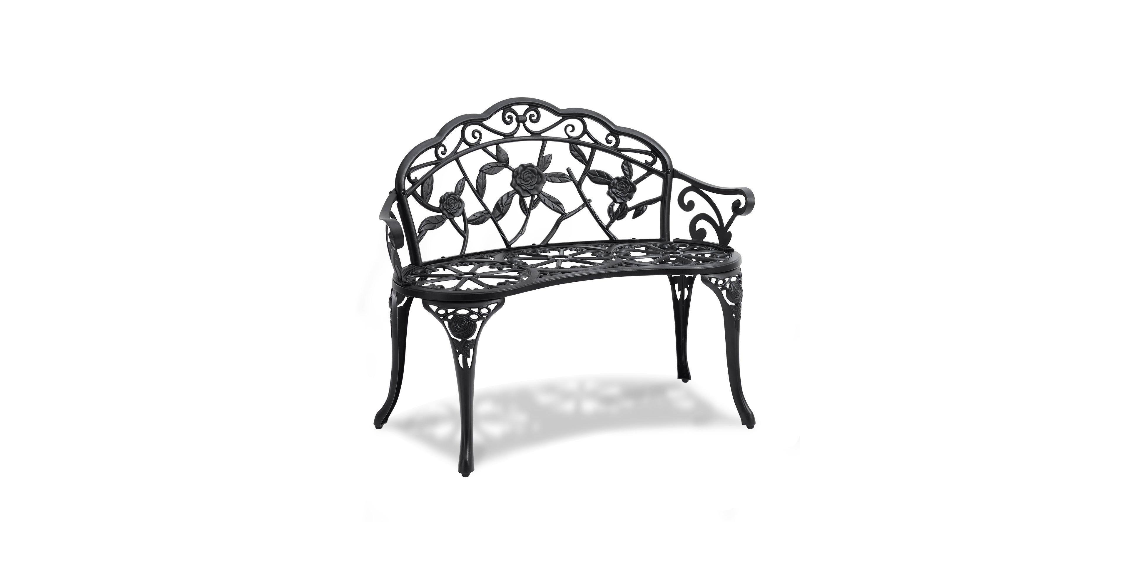 Slickblue Metal Patio Bench with Backrest Outdoor Seating for Garden and Yard