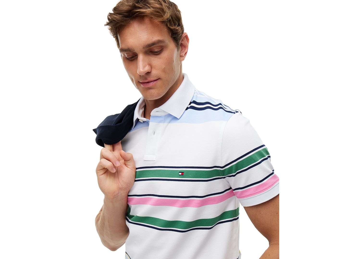 Мужское поло Tommy Hilfiger 1985 Regular-Fit Polo Shirt, цвет: Белый / Разноцветный — фото 3