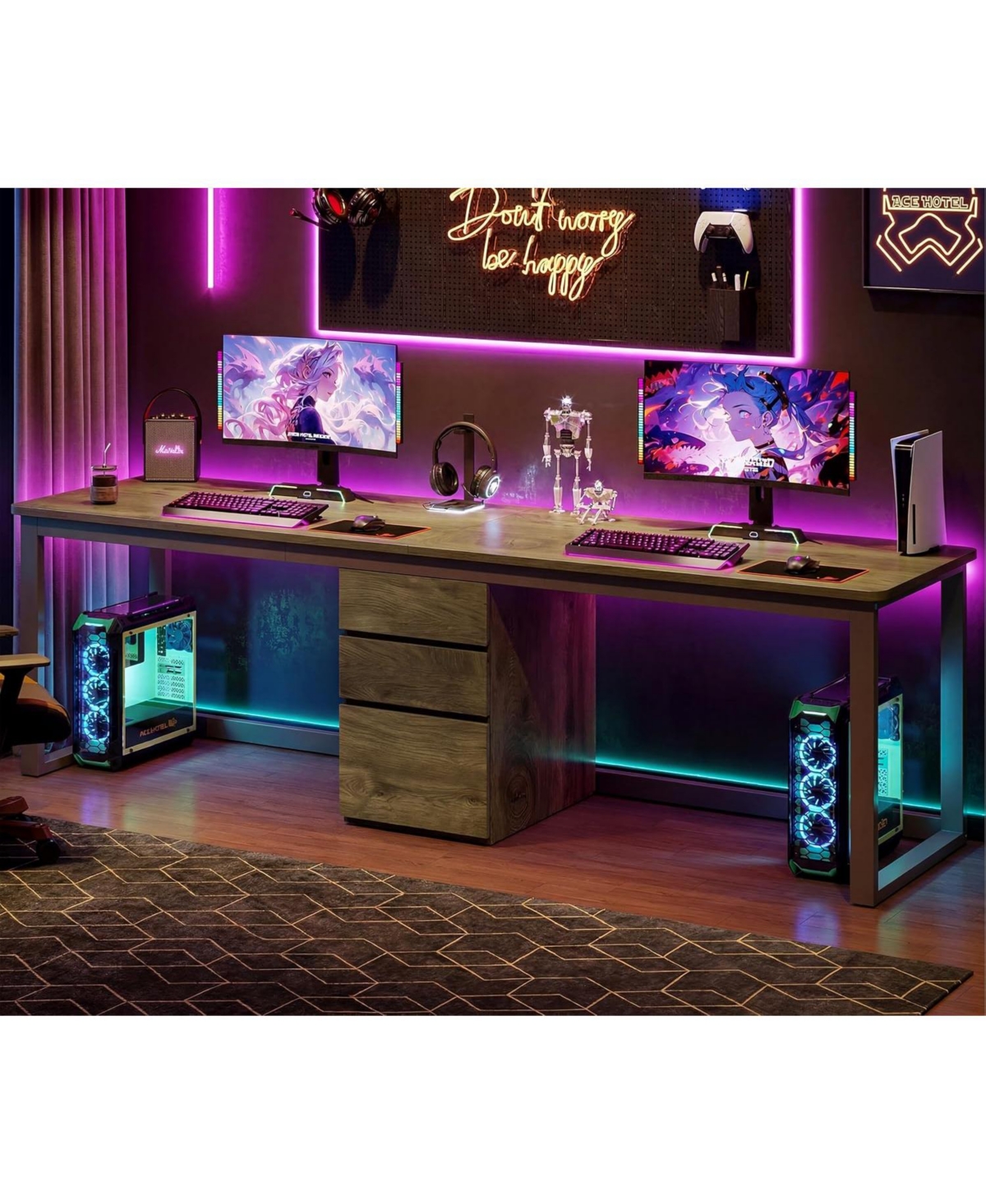 Tribesigns 78.7'' 2 Person Computer Desk,3 Drawers,Double Office Desk
