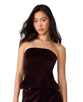 Women's Dawnette Strapless Velvet Peplum Top