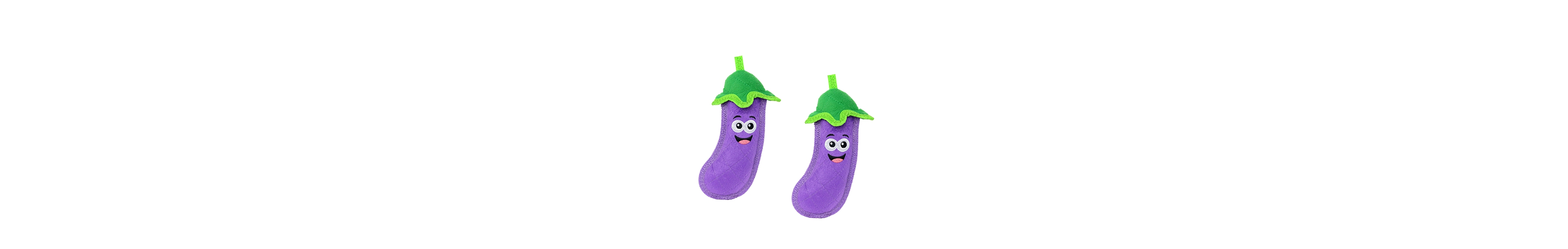 Tuffy Funny Food Eggplant 2 Pack, Durable Plush Squeaky Dog Toy