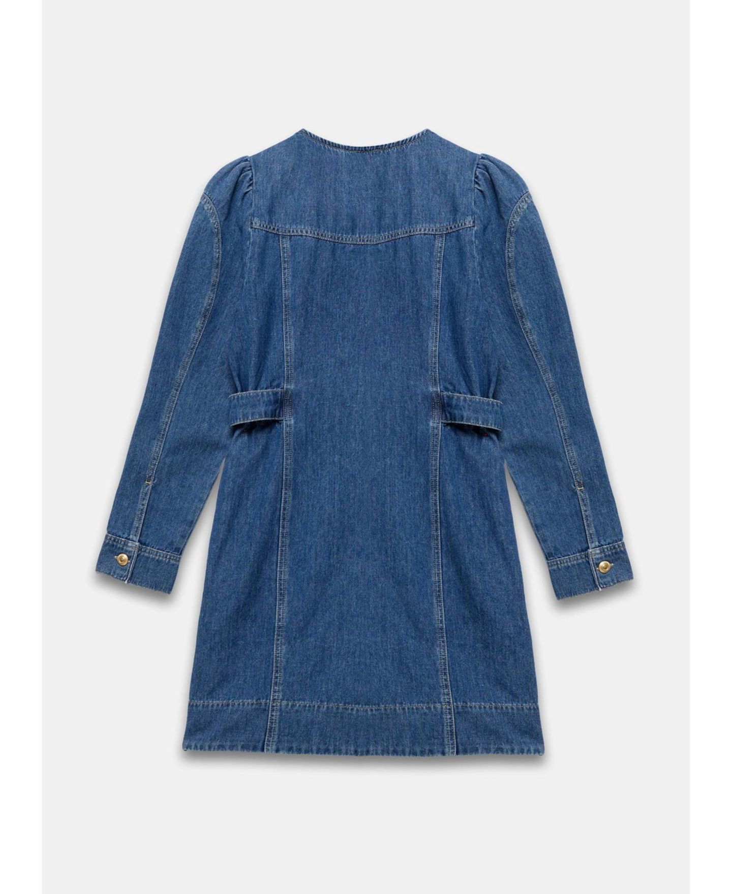 Женское платье Mint Velvet Puff-Sleeve Denim Mini, цвет: Синий — фото 4