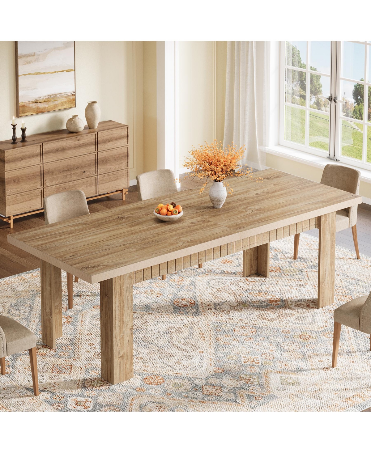 Tribesigns 79 Inch Wood Dining Table for 6-8 People, Extra Long Kitchen