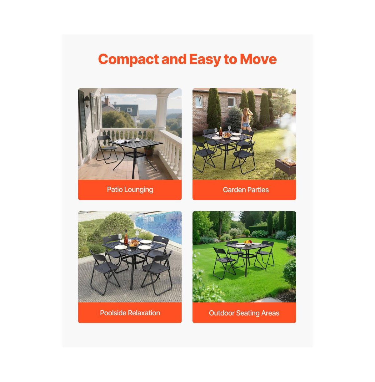 Slickblue 37in Metal Patio Bistro Table with Umbrella Hole for Garden and Porch