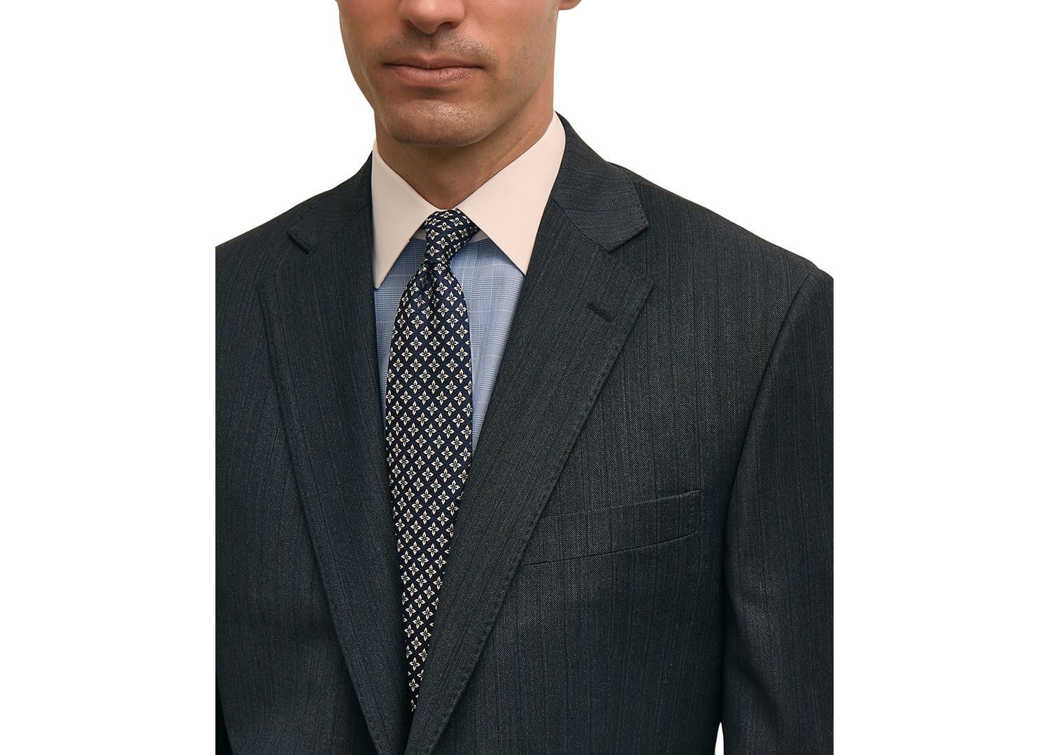 Brooks Brothers Men's Classic-Fit Stretch Pinstripe Wool Blend Suit Separates Jacket