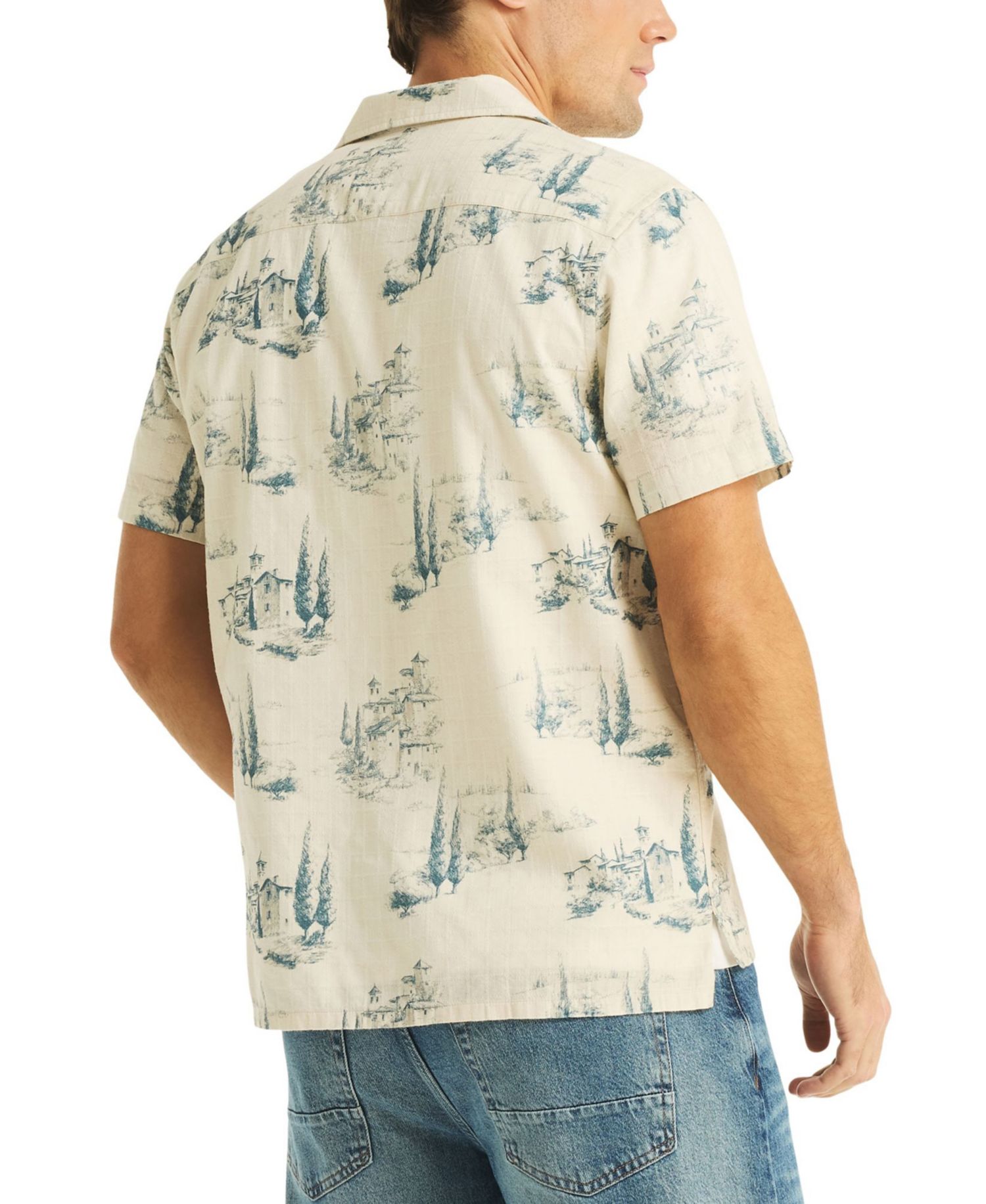 Men's Scenic Print Camp Collar Shirt