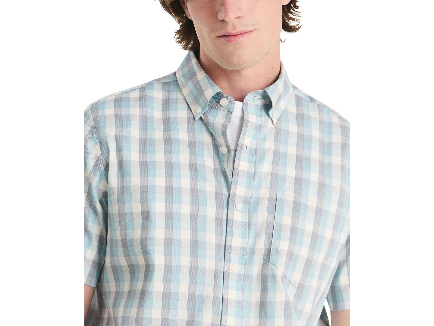 Мужская рубашка Nautica Plaid Short-Sleeve, цвет: Пляжный — фото 3