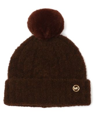 MICHAEL Boucl&eacute; Cable Charm Cuff Beanie Hat
