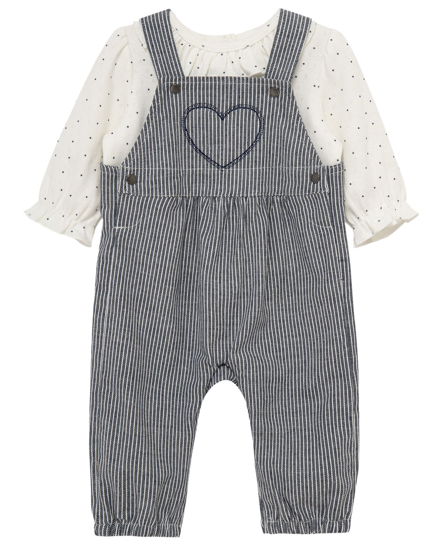Baby Girls' Heart Top and Overall, 2-Piece set