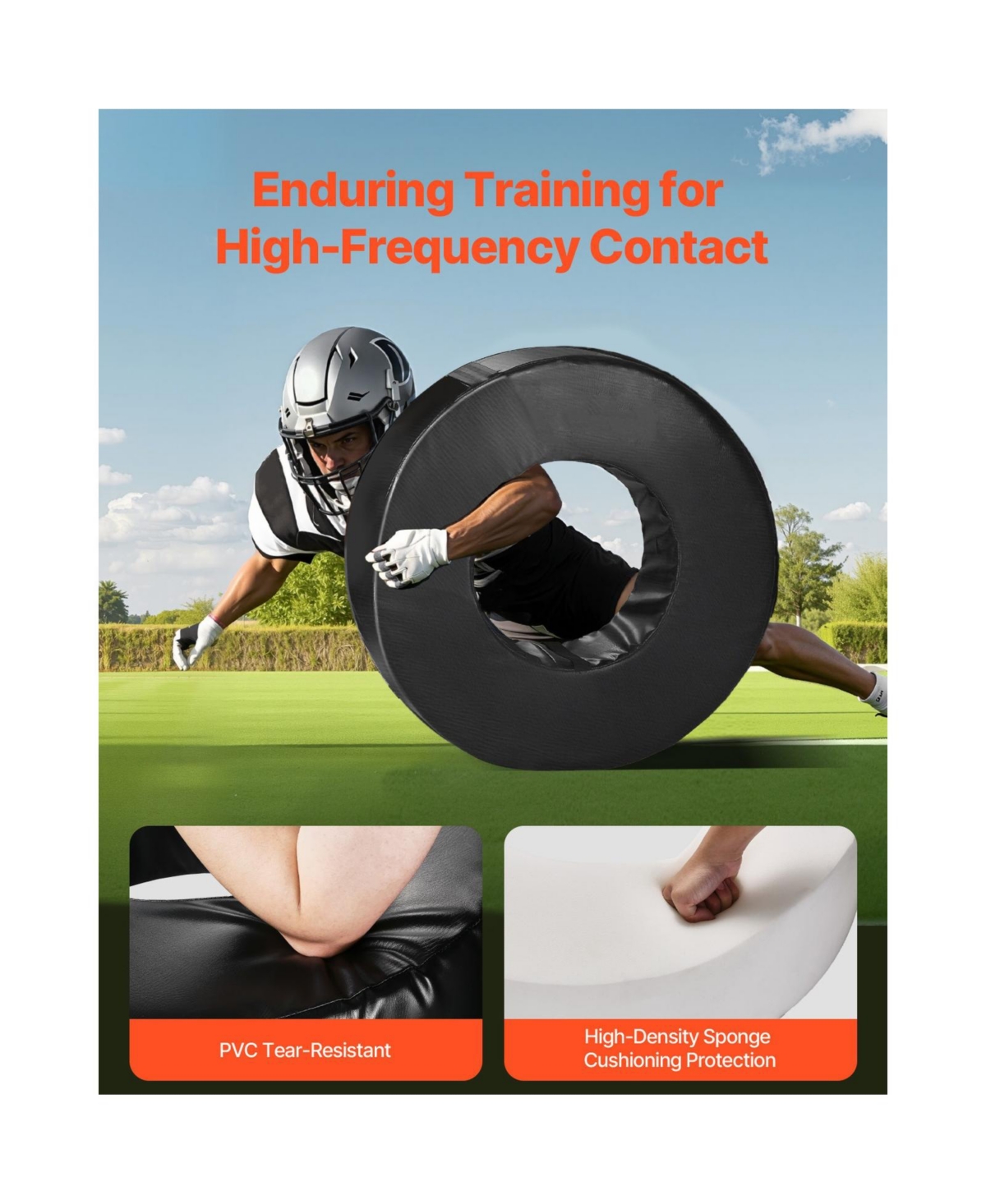 Sevorley Football Tackle Wheel, Pvc Tackling Ring with Straps for Hitting Drills