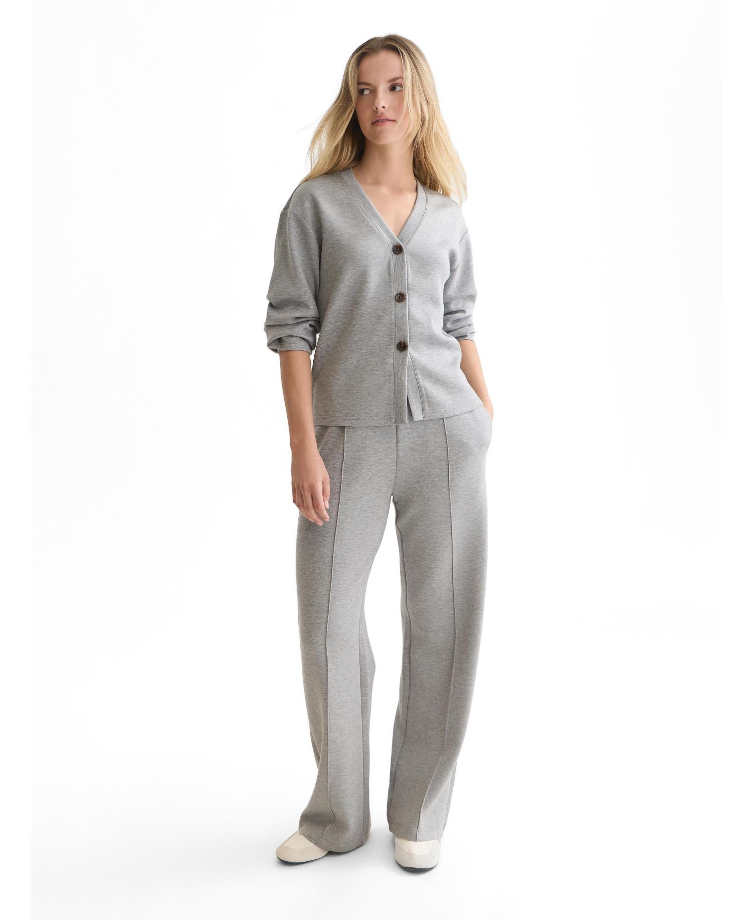 Women's V-Neck Button-Down Modal-Polyester Blend Cardigan
